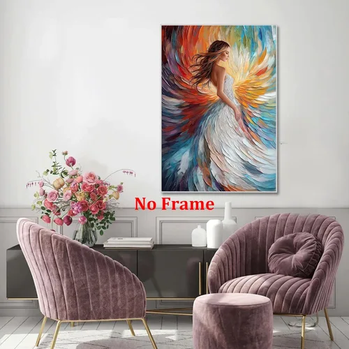Miniatura 5 de Arte de pared de plumas abstractas, pintura de retrato de mujer, pósteres franceses vintage, pintura de mujeres victorianas, obra de arte de niña