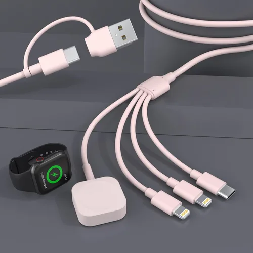 Cable de carga 4 en 2 iWatch para reloj y iPhone, cable de carga de 6 pies/5.9 ft, combo de cargador para iPhone y reloj, cable de carga múltiple