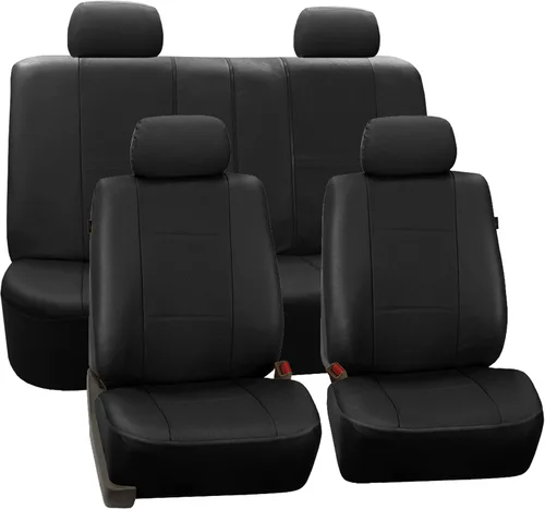 Miniatura 3 de Fundas de asiento FH-PU007114 para coche, de cuero sintético lujoso, compatibles con airbag, con división trasera, Color, Beige