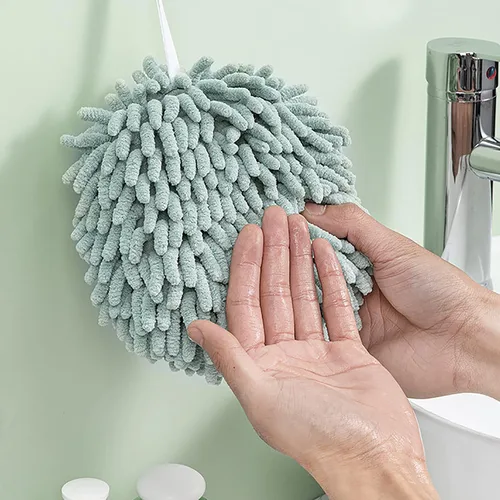Miniatura 6 de Paquete de 4 toallas de mano de chenilla para baño, secado rápido, toalla de baño de manos con bucles para colgar, microfibra absorbente para secado