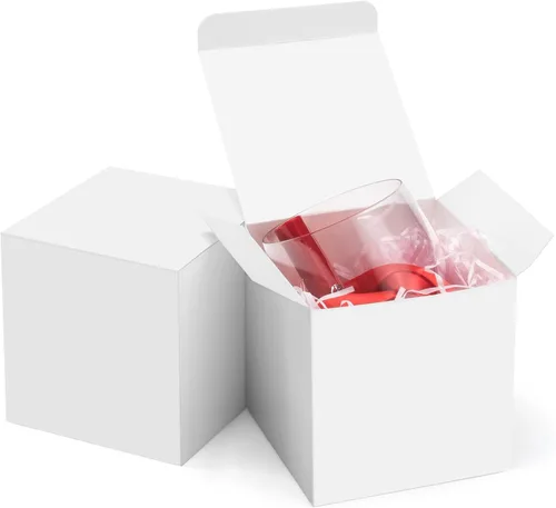 ValBox Cajas de regalo blancas de 4 x 4 x 4 pulgadas, 25 cajas de papel kraft con tapas para regalos, manualidades, cubos, cajas de magdalenas,
