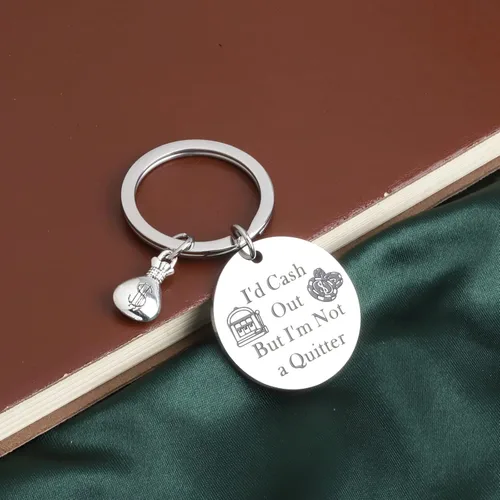 Miniatura 5 de PLITI Llavero de máquina tragamonedas para regalo de casino, regalo para amantes del casino, regalo para jugadores, I'd Cash Out But I'm Not A