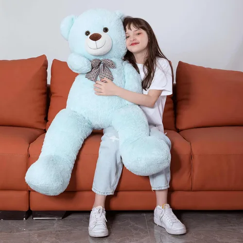 Miniatura 2 de MorisMos Oso de peluche gigante, regalo de oso gigante suave para niñas, novia en San Valentín, Navidad, cumpleaños, 47 pulgadas, azul Azul claro