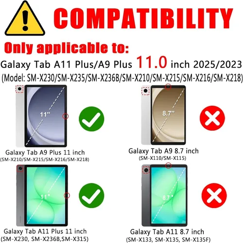 Miniatura 2 de Funda de teclado para Samsung Galaxy Tab A9 Plus de 11.0 pulgadas (SM-X210/X215/X216/X218), teclado desmontable recargable con cubierta de puerto
