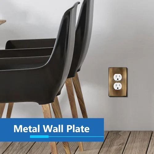 Miniatura 2 de LIDER Placa de pared de metal para receptáculo dúplex, cubierta de salida de acero inoxidable, resistente a la corrosión, tamaño mediano de 1