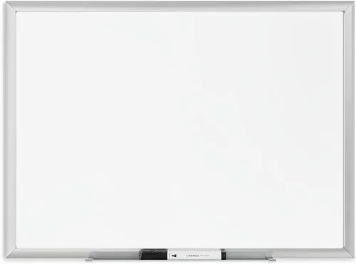 U Brands - Pizarra magnética de borrado en seco, pizarra blanca, 24 x 18 pulgadas, marco de aluminio plateado, incluye marcador