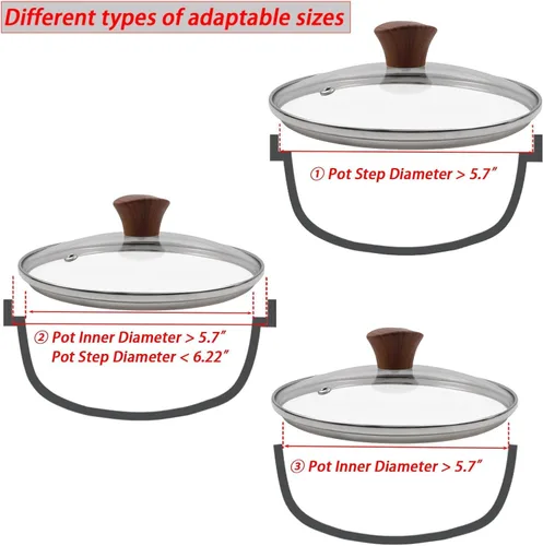 Miniatura 3 de Tapa de vidrio templado de 6 pulgadas, repuesto universal para olla y sartén para cocina en casa, cubierta de utensilios de cocina apta