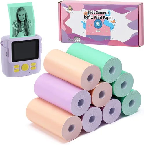 Miniatura 11 de 9 rollos de papel de repuesto para cámara instantánea para niños, impresión fotográfica, rollos de papel térmico de impresión instantánea para Blanco