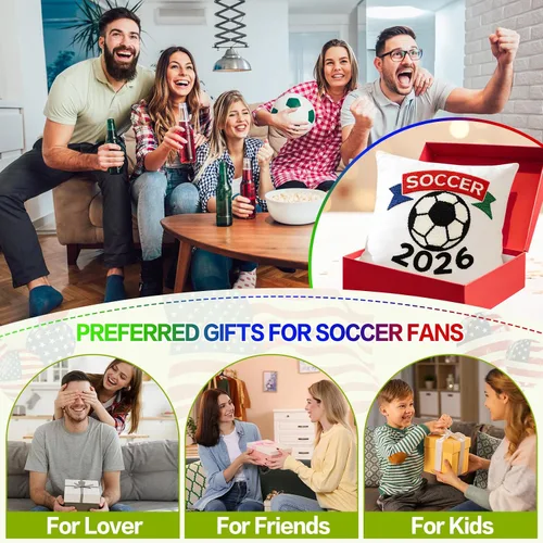 Miniatura 7 de Fundas de almohada decorativas de 18 x 18 pulgadas, 1 unidad para fanáticos del fútbol mundial 2026, fundas de almohada bordadas para sofá, Bola