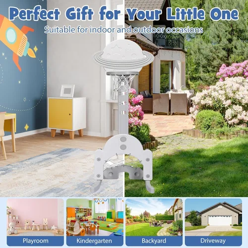Miniatura 9 de AKUSTIK 3 in 1 Toddlers Basketball Hoop Stand, Adjustable Height Sports Center with Basketball Soccer Golf Game Set, Portable Indoor Outdoor