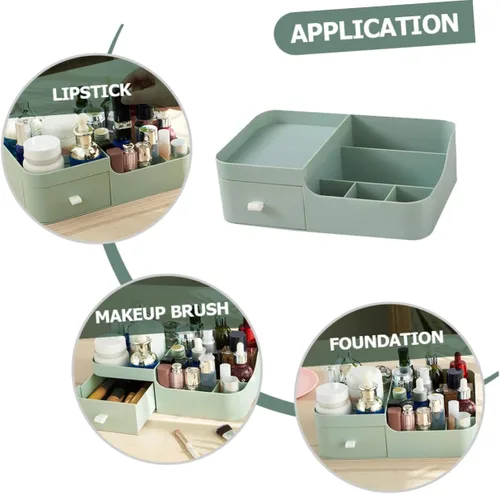 Miniatura 5 de minkissy Caja de almacenamiento de escritorio para el cuidado de la piel, maquillaje, tocador, joyero, organizador de cosméticos, vitrinas
