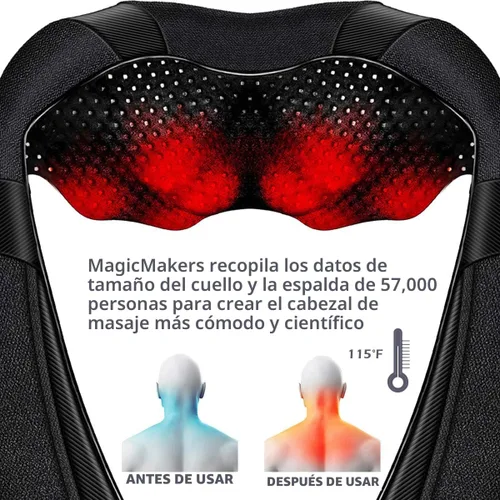 Miniatura 3 de Masajeador Shiatsu de Cuello y Hombros con Calor – Almohada de Masaje de Amasamiento de Tejido Profundo Eléctrico para Alivio del Dolor y Relajación