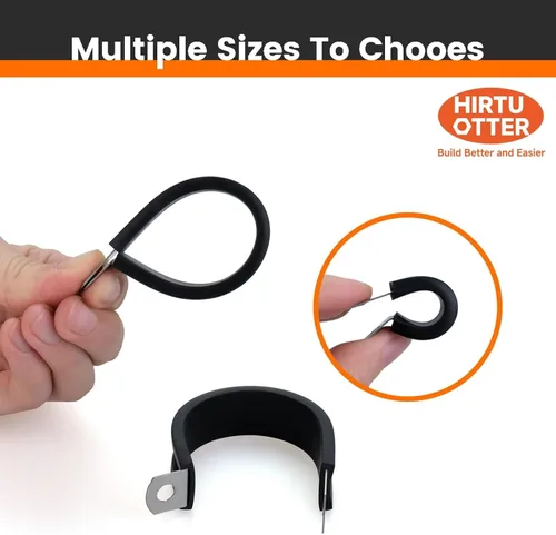 Miniatura 5 de 10 abrazaderas de cable de acero inoxidable 304 de 2 pulgadas con cojín recubierto de goma, abrazaderas de alambre aisladas para instalación