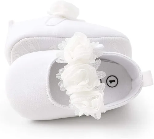 Miniatura 5 de ENERCAKE Zapatos de bebé para niña, suela suave, floral, recién nacido, Mary Jane, zapatos planos para bautizo, zapatos