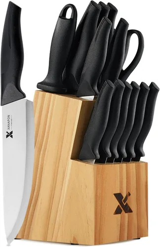 Miniatura 9 de XANAPON Juego de cuchillos de cocina de 14 piezas, acero inoxidable alemán de alto carbono, cubiertos aptos para lavavajillas con afilador