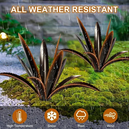Miniatura 4 de TOMBABY Agave de Metal Agrandado Engrosado Resistente al Viento Arte de Jardín Escultura de Jardín Campestre Estatua Decoración Exterior Planta