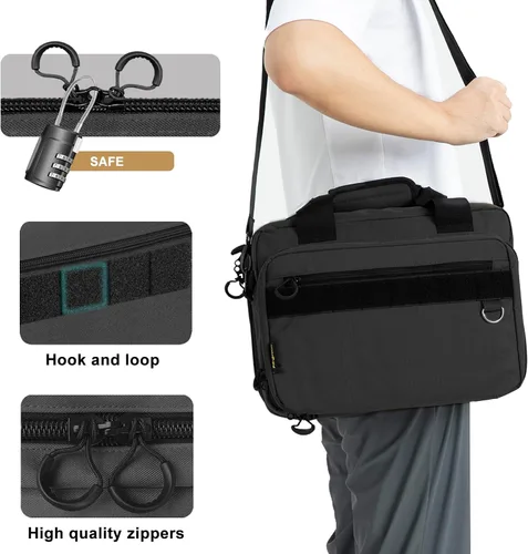 Miniatura 5 de PROFOCUS Bolsa de gama para pistolas y munición con cremalleras bloqueables Negro