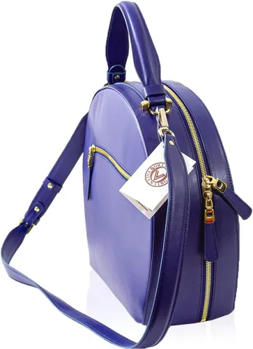 Miniatura 4 de Valentino Orlandi Bolso grande de diseñador italiano para mujer, bolso de boliche, asa superior, tanzanita, bordado, de piel auténtica, diseño