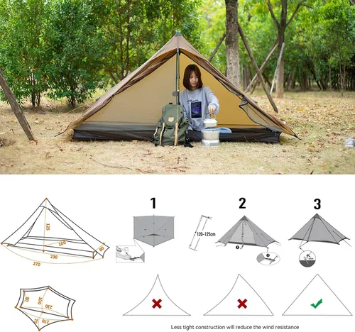 Miniatura 4 de 3F UL Gear Lanshan PRO Lanshan - Tienda de campaña ultraligera para 3 estaciones para 1 persona, tienda de campaña profesional impermeable