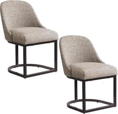 Miniatura 15 de Leick Home 10133PW/OL Taburete de bar con base de metal, juego de 2, para encimeras de cocina elevadas, mesas altas y bares, asiento moderno de lino