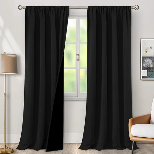 Miniatura 63 de BGment - Cortinas opacas para sala de estar de 63 pulgadas de largo, juego de 2 paneles, cortinas para oscurecer toda la habitación, cortinas