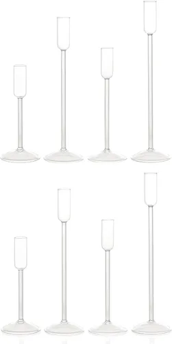 Miniatura 8 de Portavelas Willceka, Candelabro de Vidrio Cónico Alto, 4 Diferentes Alturas, para Centro de Mesa, Boda, Fiesta, Transparente, 4 piezas