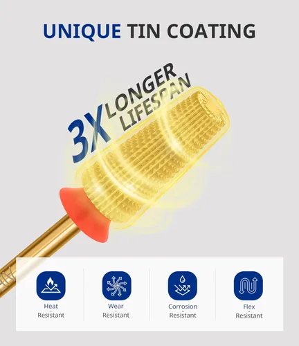Miniatura 2 de AIRSEE Broca de carburo de tungsteno 5 en 1 para uñas acrílicas, lima eléctrica Efile, punta de cabeza para manicura, pulido rápido, quitar gel, Oro