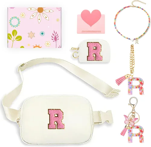 Miniatura 40 de Regalos de moda para niñas adolescentes, cangurera con monograma para niña con llavero, collar, dijes de taza, tarjeta de felicitación y caja
