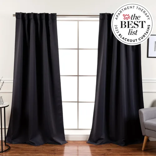 Miniatura 2 de Best Home Fashion Paneles de Cortinas Opacas Premium - Tratamiento de Ventana con Aislamiento Térmico Sólido Cortinas Opacas para Dormitorio