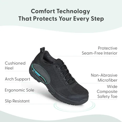 Miniatura 3 de Orthofeet Zapatos de trabajo ortopédicos de cobalto con clasificación de seguridad antideslizante para hombre