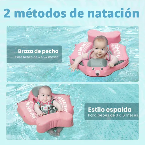 Miniatura 4 de HECCEI Flotador de natación para bebé con toldo, flotador sólido no inflable, lo mejora el flotador de natación infantil de material de cuero suave