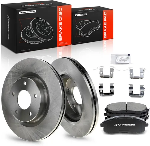 A-Premium 296mm (11.65 pulgadas) Kit de Rotores de Freno de Disco Ventilados Delanteros + Pastillas Cerámicas Compatibles con Modelos Selectos de