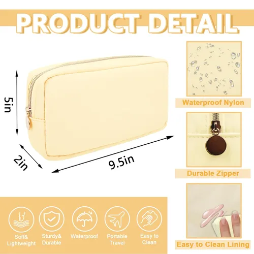 Miniatura 2 de UIXIZQ Pequeña bolsa de maquillaje para bolso, bolsa de almacenamiento de artículos de tocador de viaje de nylon, linda bolsa de cosméticos preppy