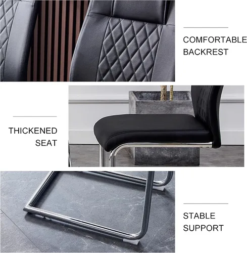Miniatura 5 de Juego de 4 sillas de comedor, sillas de cocina, sillas de metal modernas con asiento acolchado de piel sintética con respaldo alto y patas cromadas