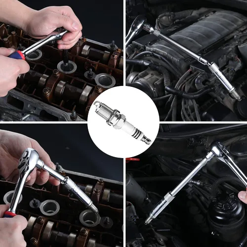 Miniatura 7 de WORKPRO 3 piezas 14 mm llave de bujía, llave magnética giratoria de pared delgada con extensiones de 6 y 10 pulgadas, accionamiento de 3/8 pulgadas