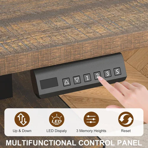 Miniatura 6 de St.Mandyu 55" Farmhouse L Shaped Electric Standing Desk with Sliding Door Storage, Height Adjustable Sit Stand Corner Computer Desk with Power
