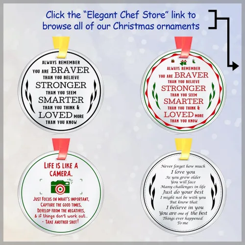 Miniatura 5 de Adorno de Navidad inspirador, Always Remember You are Braver Stronger Smarter, recuerdo plano de acero inoxidable de 3 pulgadas, adorno de Navidad
