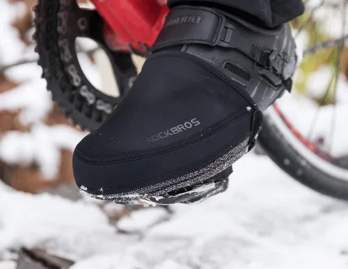Miniatura 2 de ROCKBROS Cubiertas térmicas para zapatos de ciclismo, cubierta de puntera a prueba de viento, media cubierta resistente al agua para zapatos