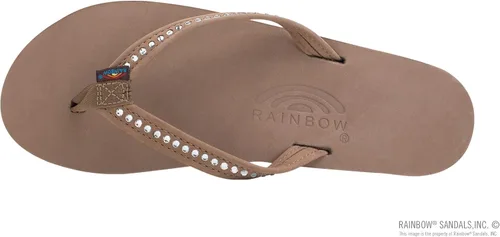 Miniatura 3 de Rainbow Sandals Mujer de una sola capa de cuero de primera calidad con correa estrecha de cristal Swarovski