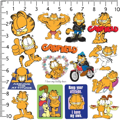 Miniatura 2 de Garfield - Paquete variado de 100 calcomanías de vinilo troqueladas, calcomanías clásicas de personajes de cómics para laptop, botella de agua