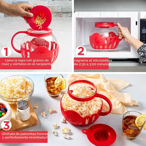 Miniatura 3 de Ecolution Microondas originales Micro-Pop Popcorn Popper Borosilicate Glass, tapa de silicona 3 en 1, lavavajillas Caja fuerte, BPA gratis