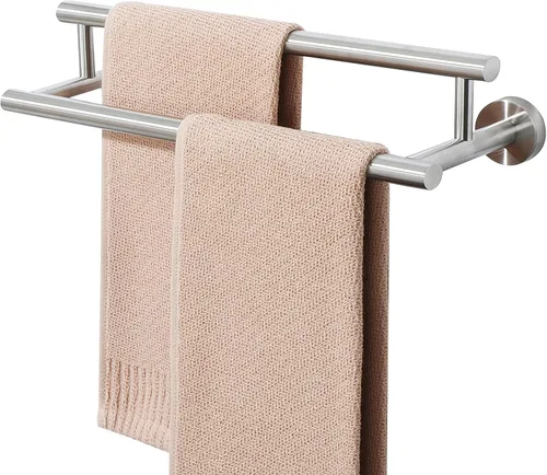 Alise Toallero doble de níquel cepillado, toallero de 16 pulgadas para baño montado en la pared, toallero de baño de acero inoxidable SUS304,