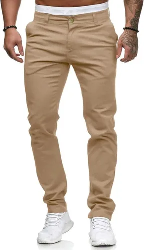 Miniatura 8 de HUNGSON Pantalones vaqueros casuales ajustados ajustados para hombre, pantalones de mezclilla rectos elásticos