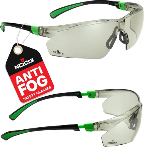 NoCry Gafas de seguridad tintadas para hombres y mujeres con lentes envolventes antivaho y resistentes a los arañazos, patillas ajustables y Negro y