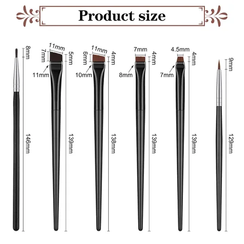 Miniatura 3 de Potchen Juego de 30 brochas delineadoras de ojos de gel, delineador de ojos en ángulo, fina y plana inclinada, herramienta de maquillaje fina