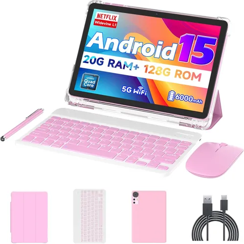 Miniatura 8 de Tablet Android 15 de 10 pulgadas, 20 GB de RAM, 128 GB ROM 2 TB expandible, procesador de cuatro núcleos de 2.0 GHz, tableta 2 en 1 con funda