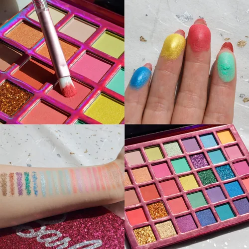 Miniatura 5 de Barbie - Paleta de Sombras de Ojos de 35 Compartimentos, Colores Brillantes y Opacos, Pigmentada Mezclable, 8 Pinceles de Aplicación, Para Edades