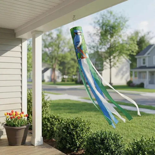 Miniatura 4 de Madrona Brands Blue Jay Bird Windsock para exteriores de 60 pulgadas Calcetines de viento colgantes decorativos duraderos para exteriores patio