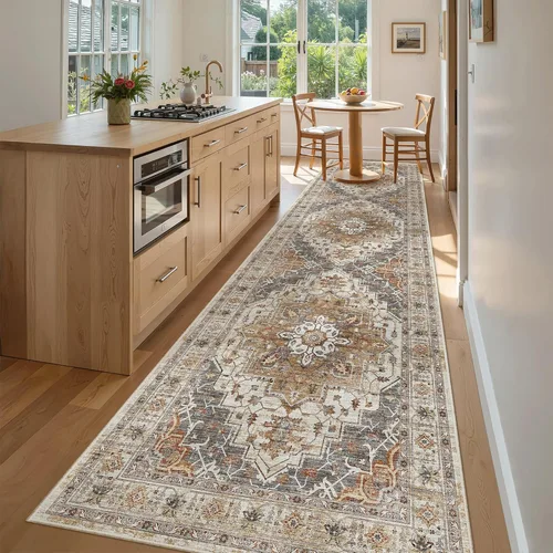 Miniatura 874 de Madane Tapete lavable de 2 x 10 pies para pasillo, cocina, recibidor, clásico, suave, antideslizante para interiores, casa de campo, baño, sala