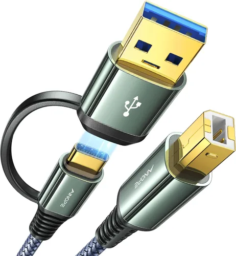 Miniatura 12 de AINOPE - Cable de impresora a USB, cable MIDI USB B a USB C de 480Mbps, cable de nylon trenzado tipo B para MacBook Pro, HP Canon Brother Dell Epson